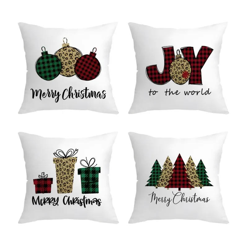 

Merry Christmas Snowflakes Decorative Throw Pillow Covers 45x45cm Set of 4, Happy New Year Winter Holiday Home Decoration