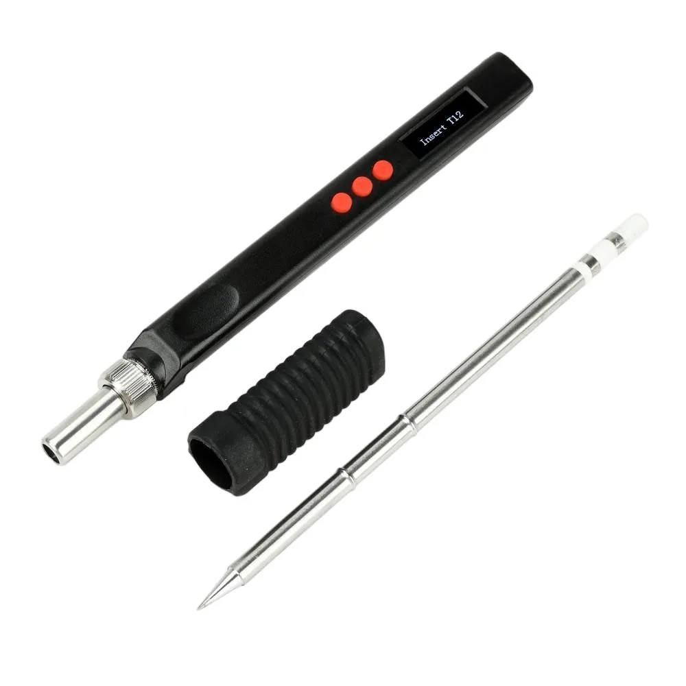 T12 OLED 180-450℃ Adjustable Soldering Iron with Type-C/DC5521 Port Support PD/QC Fast Charging Ceramic Heater