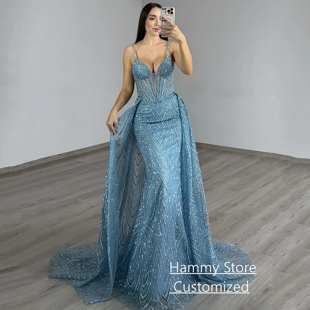 

Сексуальное блестящее вечернее платье русалки со шлейфом, индивидуальное платье на тонких бретельках с V-образным вырезом, иллюзионное платье для выпускного вечера فساتين заслуживае проведения