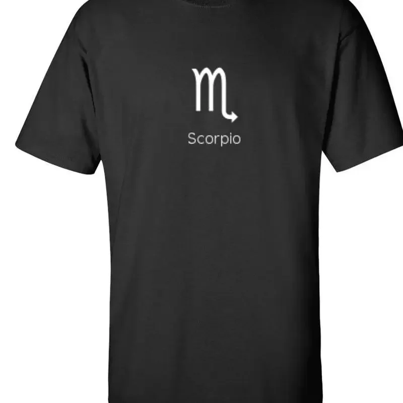Scorpio Symbol Zodiac Astrology Stars Horoscope Funny Black Cotton T shirt