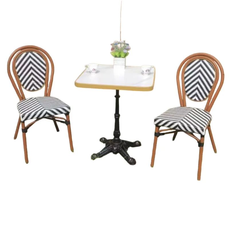 Outdoor cafe casual simple rattan tables and chairs balcony rattan tables and chairs waterproof external dining chairs