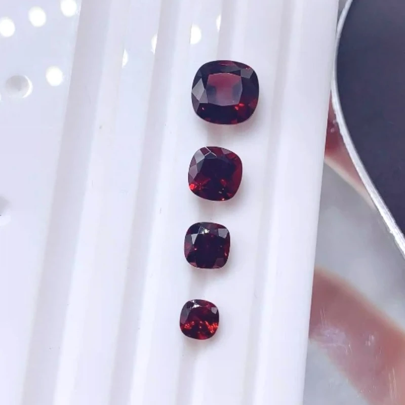 

5mm To 9mm Cushion Cut Natural Garnet Loose Gemstone Wholesale Price Real Garnet Silver Jewelry DIY Supplier