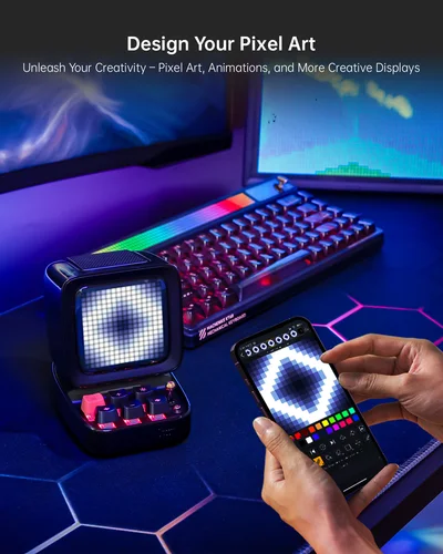 Imagen 2 del producto Divoom Ditoo-Pro Pixel Art Bluetooth altavoz negro portátil despertador DIY tablero de pantalla LED lindo regalo decoración de luz del hogar