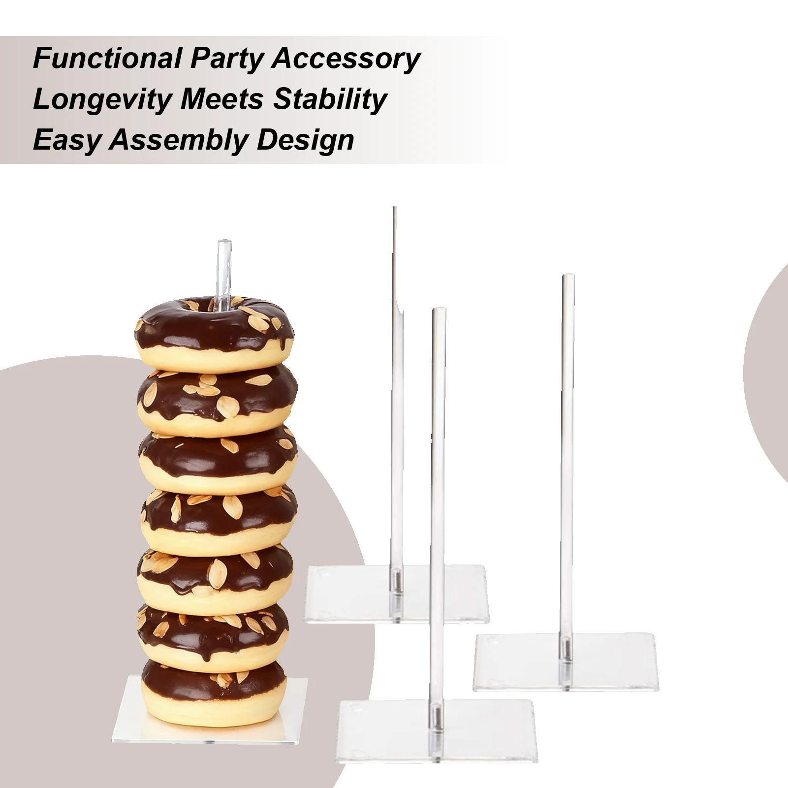 

Подставка для пончиков для вечеринки, 4 шт., акриловая башня, акриловая вечерние подставка для пончиков для десерта, бублика, сервировочный стол для закусок, шведский стол