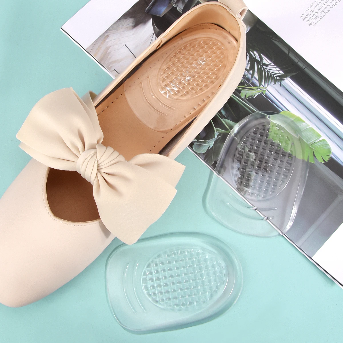S L Größe Silikon Transparente Höhenerhöhungs-Pads für Herren und Damen, Halbhohe Fersenpolster – Detail 3