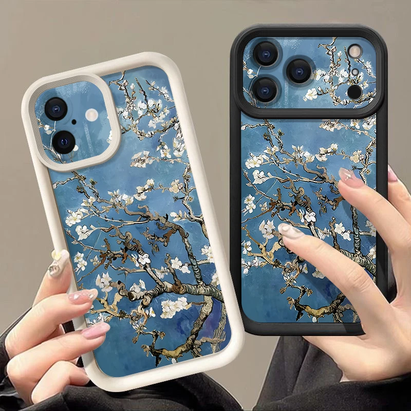 Magnolienblüten-weiche Handyhülle für iPhone 17 Pro Max Air 16e 16 15 14 Pro Max 13 12 Pro 16 15 14 Plus stoßfeste Silikonhülle
