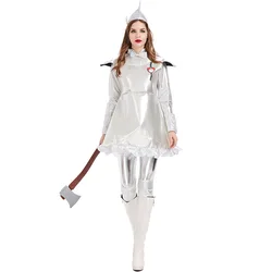 Halloween Wizard of Oz Tin Man Costume for Women Carnival Role Play Tinman Cosplay Outfit Costume Clown Circus Party Fancy Dress