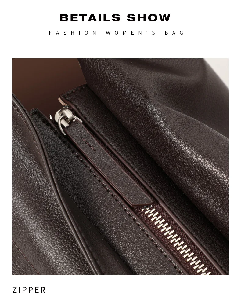 Große Kapazität, mehrere Taschen, Rindsleder, Damen-Umhängetasche, Litchi-Muster, Umhängetasche mit Klappe, verstellbarer Schultergurt, Alltagstasche – Detail 12