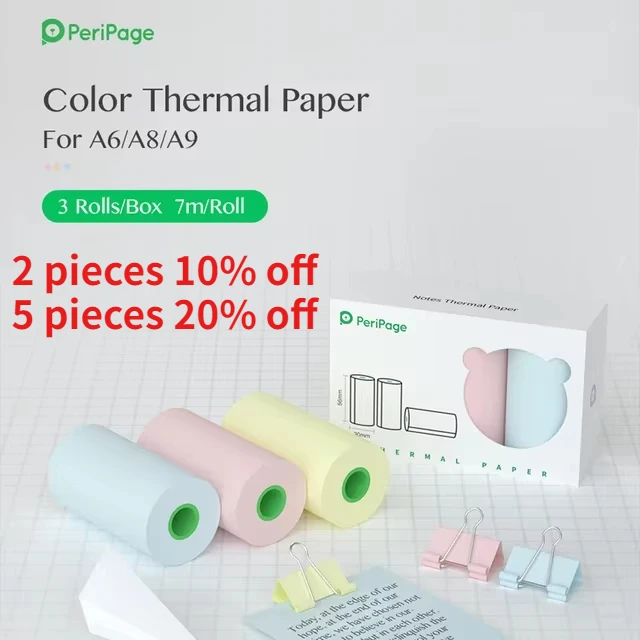 

Peripage Thermal Paper Roll 57mm For Mini Portable Printer Color Paper Label Receipt Photo Paper Safe Free BPA Smooth Printing