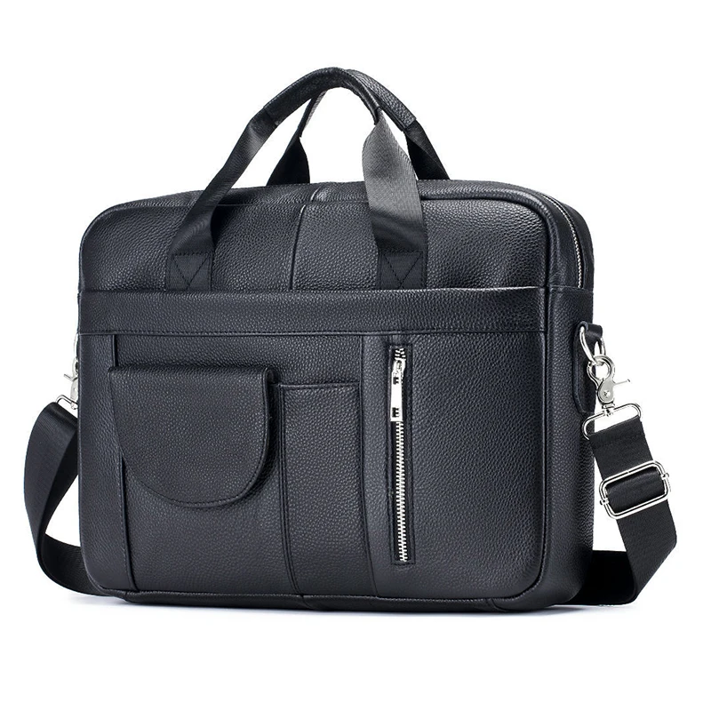 Valigetta di lusso con strato superiore in vera pelle da uomo vintage messenger business tracolla a tracolla borsa da ufficio per computer da 15,6 pollici