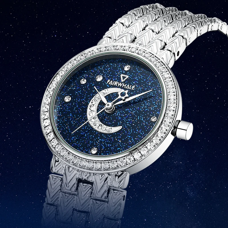 

Mark Fairwhale Starry Sky Dial Luxury Watch Lady Sparkling Diamond Splicing Quartz Watches Stylish Elegant Watch reloj mujer3350