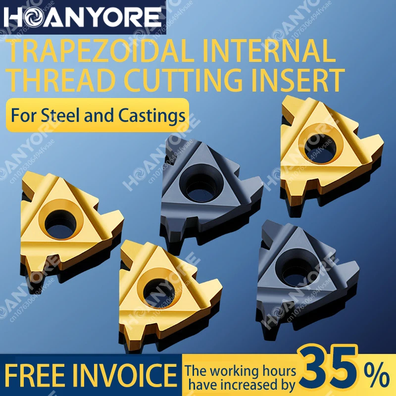 CNC Internal Threading Insert, Trapezoidal Thread Internal Boring Tool 16IR1.5-3, for Steel and Castings, HRC55 Cutting Inserts