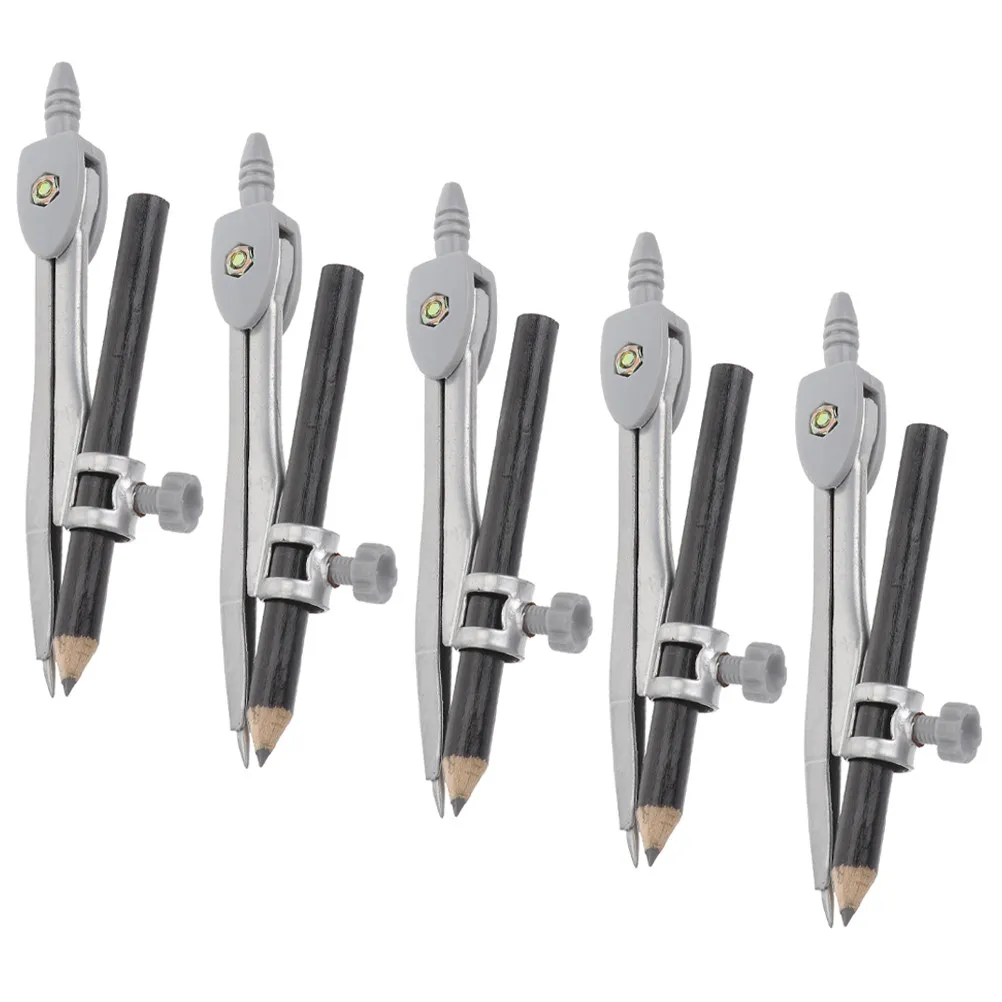 5Pcs Drawing Compass Geometry Circle Drafting Tools Portable Non Slip Handle Accurate Marking for School Office Art Students