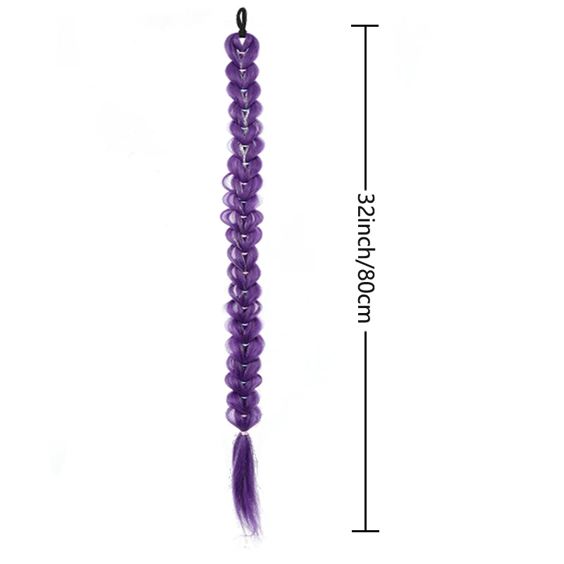 Purple Kpop Witch Hunting Group Cosplay Anime Wig With the Same Headband Golden Thread Ponytail Wig Braid