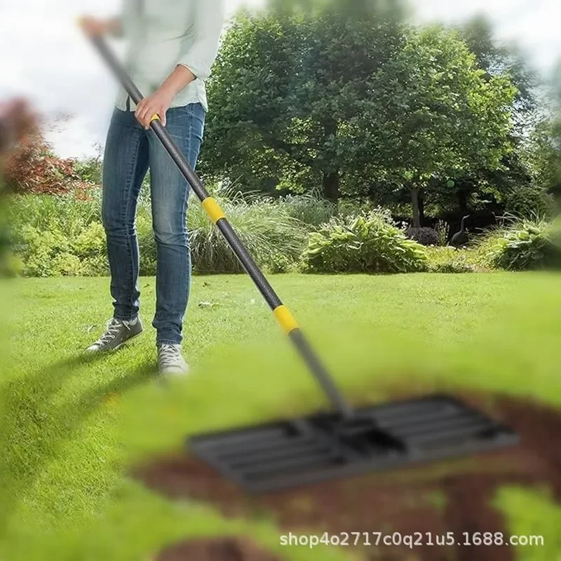 Stainless Steel Lawn Leveling Rake for Sand and Soil Removable Garden Organizer Tool Heavy Duty Yard Maintenance Equipment