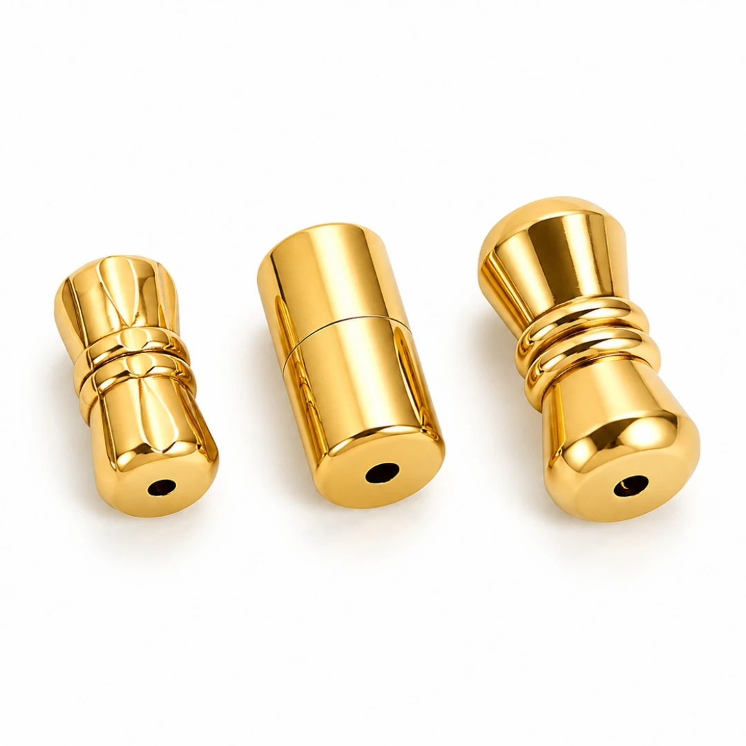 2 Stück Edelstahl-Armbandverschlüsse, Schraubverschlüsse, Metallschnallen, Rohrverschlüsse, Kordel-Endkappen für DIY-Schmuck- und Halskettenherstellung – Detail 1