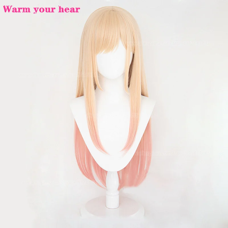 High Quality Anime COS Darling Marin Kitagawa Cosplay Wigs Long Pink Gradient Heat Resistant Hair Party Wig + a wig cap