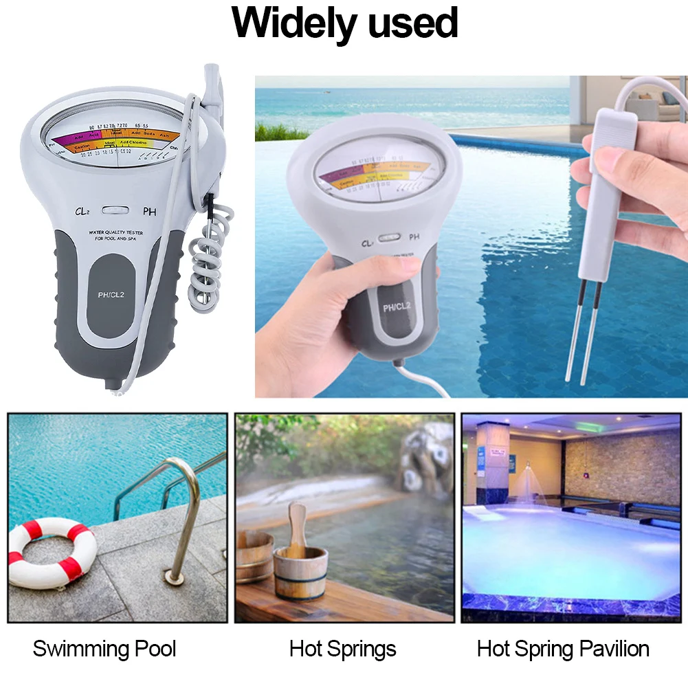 PH Chlorine Meter CL2 Measuring Professional PH Chlorine Cl2 Level Meter Tester Water Monitor with Probe for Swimming Pool Spa