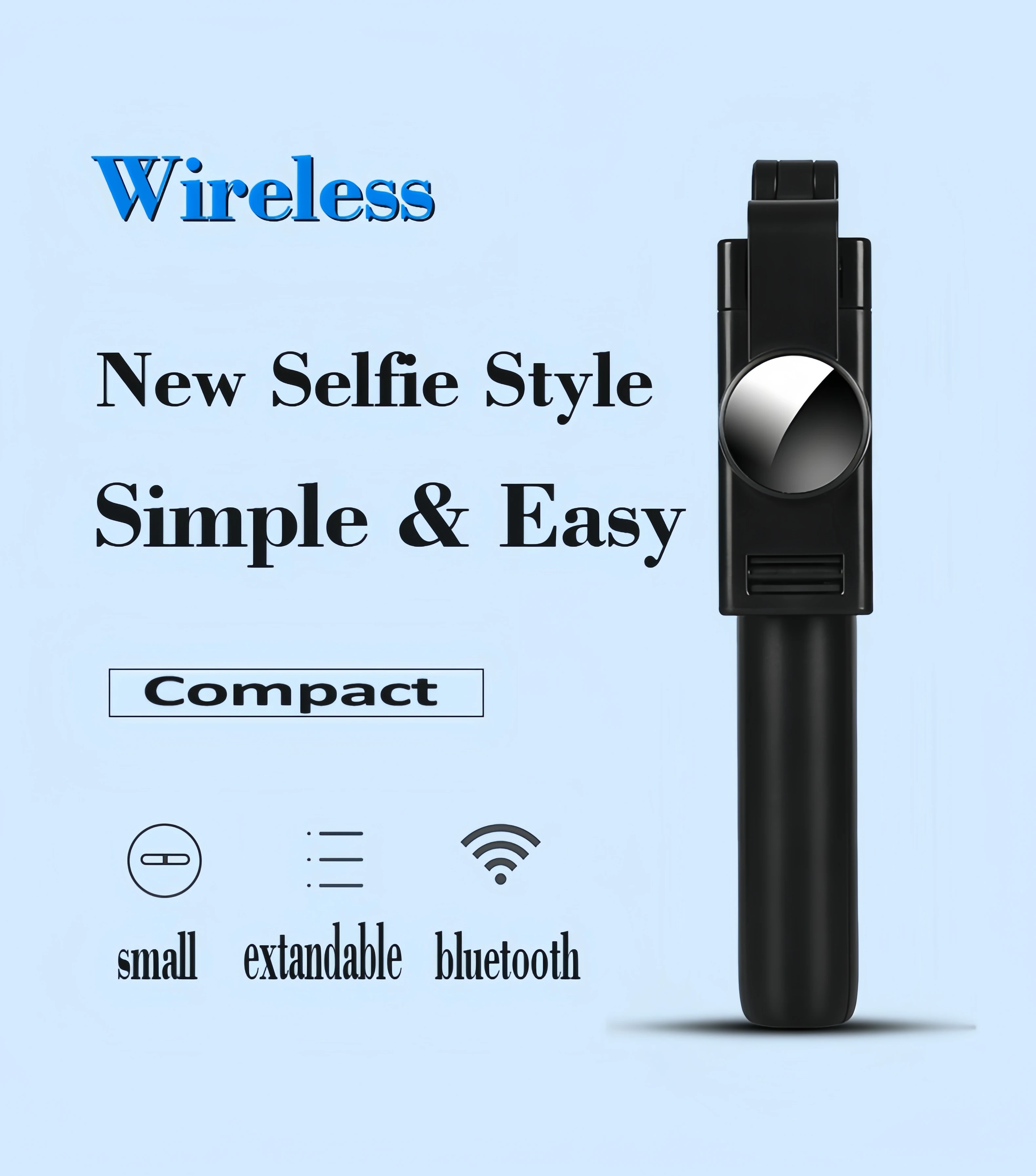 

The selfie tripod, Bluetooth remote control selfie stick, foldable aluminium alloy material, lightweight, can be put in a pocket