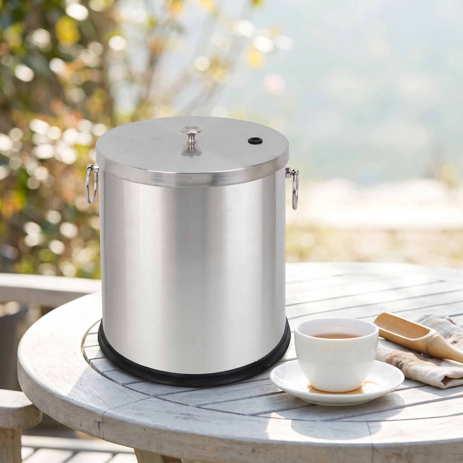Picture 6: Tea Waste Container Stainless Steel Tea Drain Container Cylindrical for Hosts