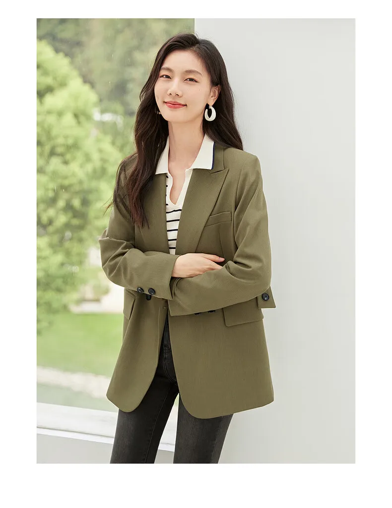 

SENTUBILA Office Lady Blazers Women 2025 Spring Autumn Loose Casual Double Breasted Elegant Commute Outerwears Tops 133X51606