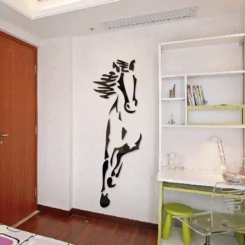 Horses Acrylic Wall Stickers Room Decoration Restaurant Background Art Living Room Bathroom Room Decor Mirror Wall Sticker