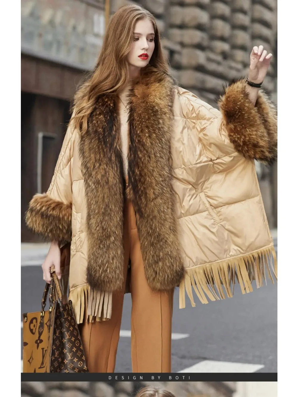 OFTBUY 2024 European Trend Fashion American Women Winter Jacket Real Raccoon Fur Streetwear Fashion Cloak Duck Down Down Coat