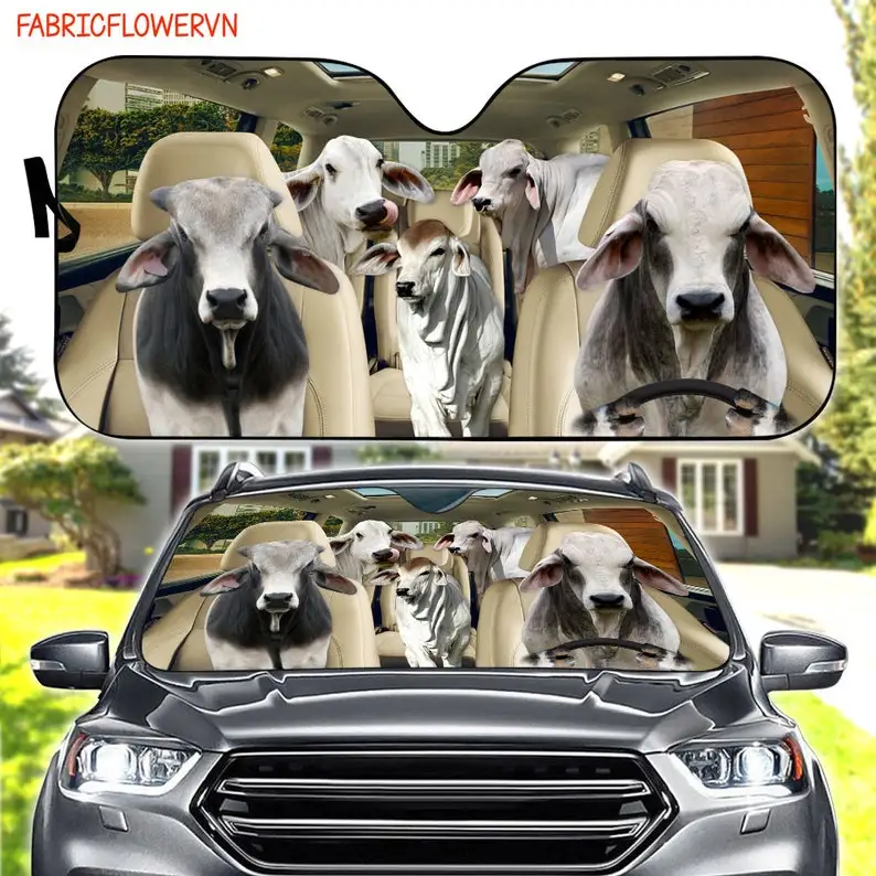 

Brahman Cattle Car Sunshade, Animal Car Decoration, Animal Windshield, Animal Lovers Gift, Animal Car Sunshade, Gift For Mom, Gi