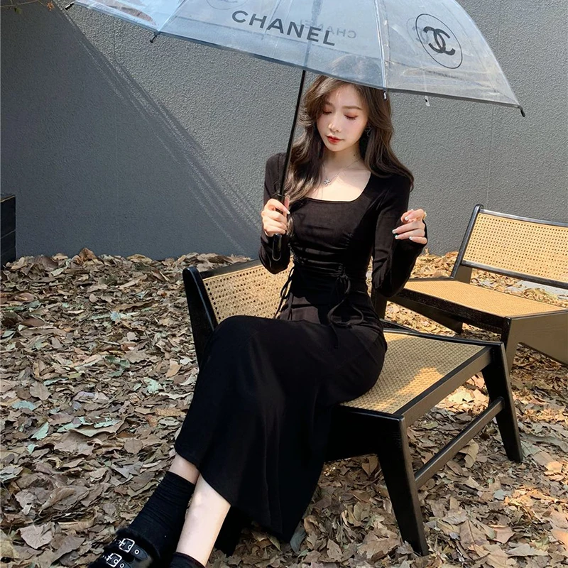 Gidyq elegancka damska sukienka w stylu koreańskim z wysokim stanem Slim, Midi sukienki wiosna na co dzień kobiet Sexy sukienka nowość