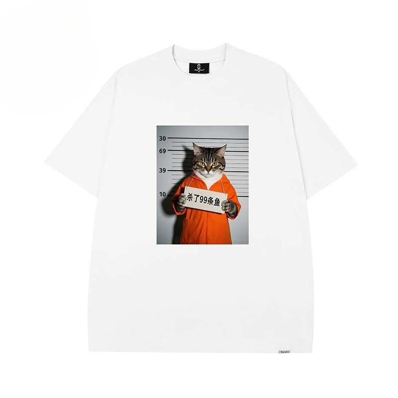 لطيف القط متعة الطباعة قصيرة الأكمام الرجال والنساء تي شيرت زوجين بلايز صيف جديد نصف كم الاتجاه شارع العليا تنوعا