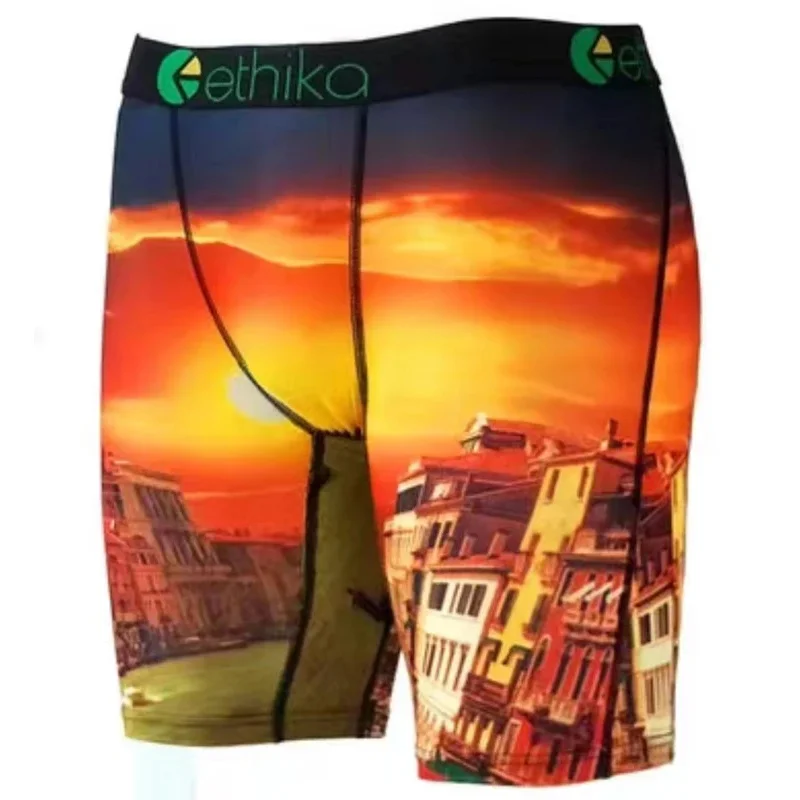 ETHIKA Sexy Fashion Print Men Underwear Boxer Cueca Male Panties Lingerie Man Underpants Panty Boxers Briefs Mens Shorts S-XXXL