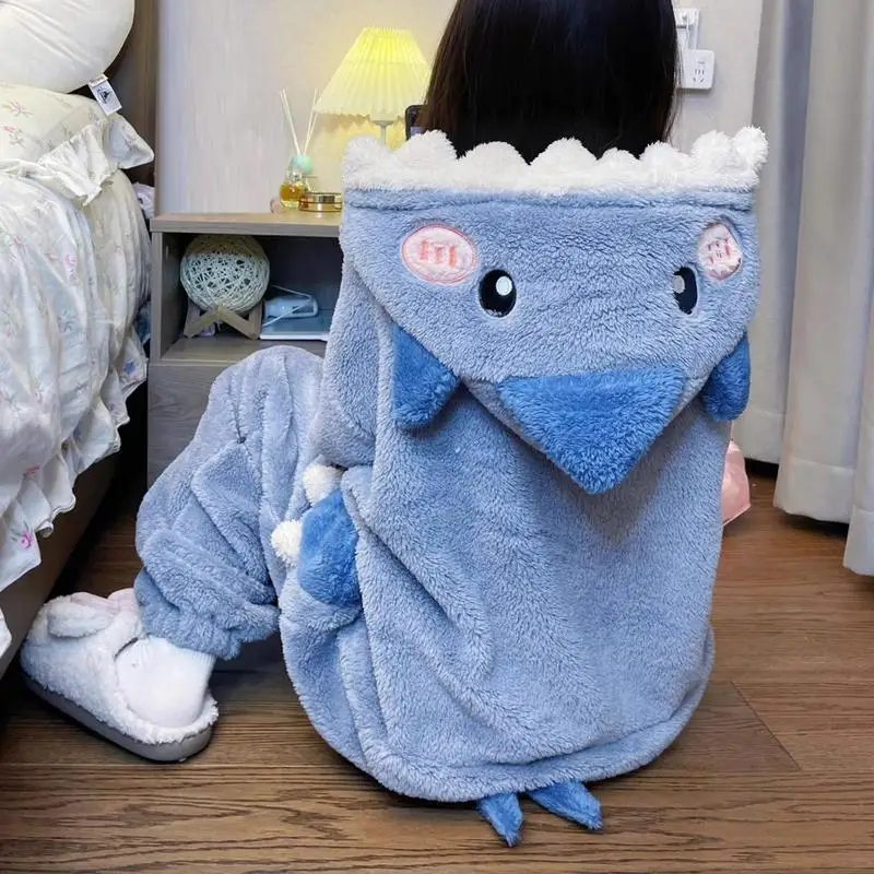 Shark Onesie Adult Cartoon Shark Costume Shark Blanket For Adult Soft Cozy Flannel Throw Wearable Blanket Gift For Women