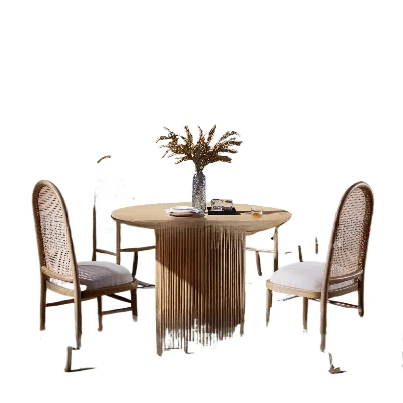 

chair combination Nordic solid wood dining ch air simple small apartment backrest stool rattan ch air