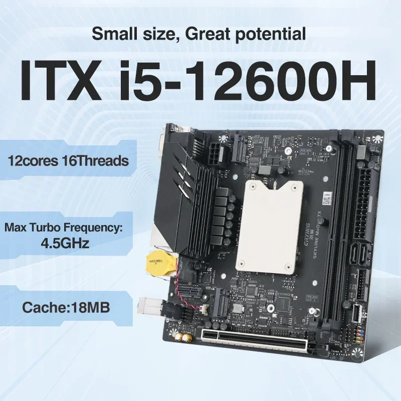 ERYING M-ITX DIY Desktop Motherboard with Onboard Core CPU Kit i5 12600H  i5-12600H 12C16T DDR4 Gaming PC Computer Assembly Set