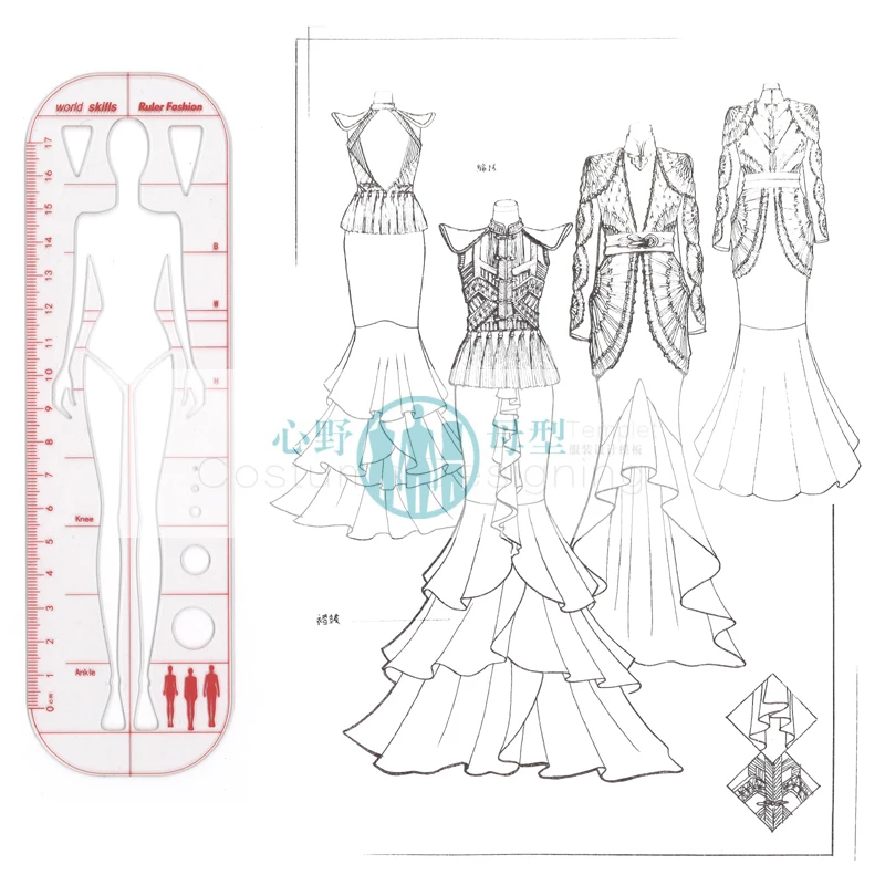 Fashion patchwork Ruler Set Clothing Design Fashion Skills Technology Human Template Ruler