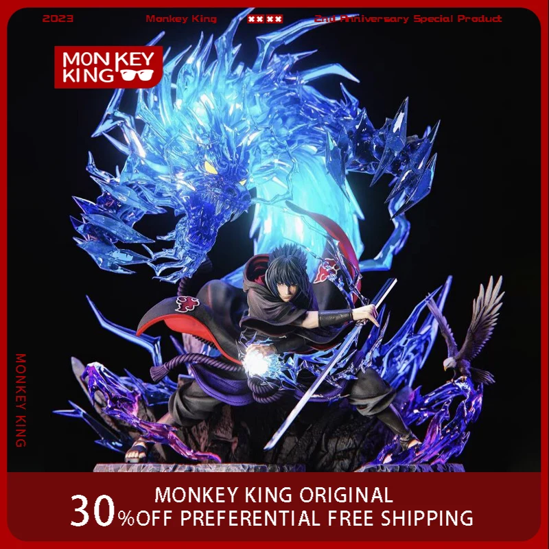 36cm Animation Figure Uchiha Sasuke Can Glow High-end Anime Collection Model Resin Desktop Ornament Decorations Children Toys