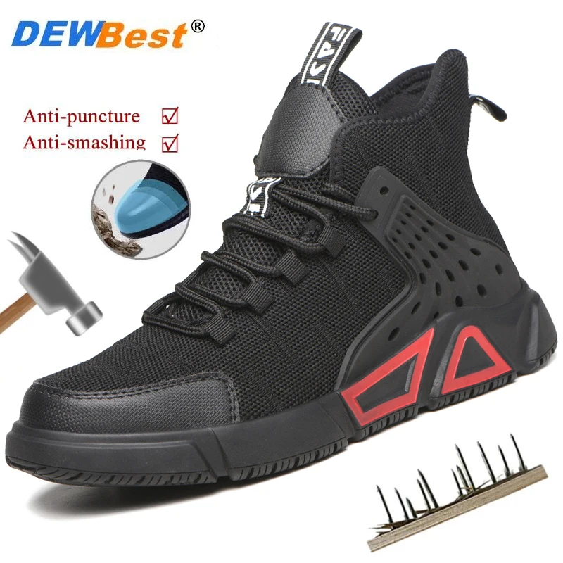 

New men's high-top breathable anti-smash and anti-puncture safety protection work steel-toe shoes Non-slip work shoes