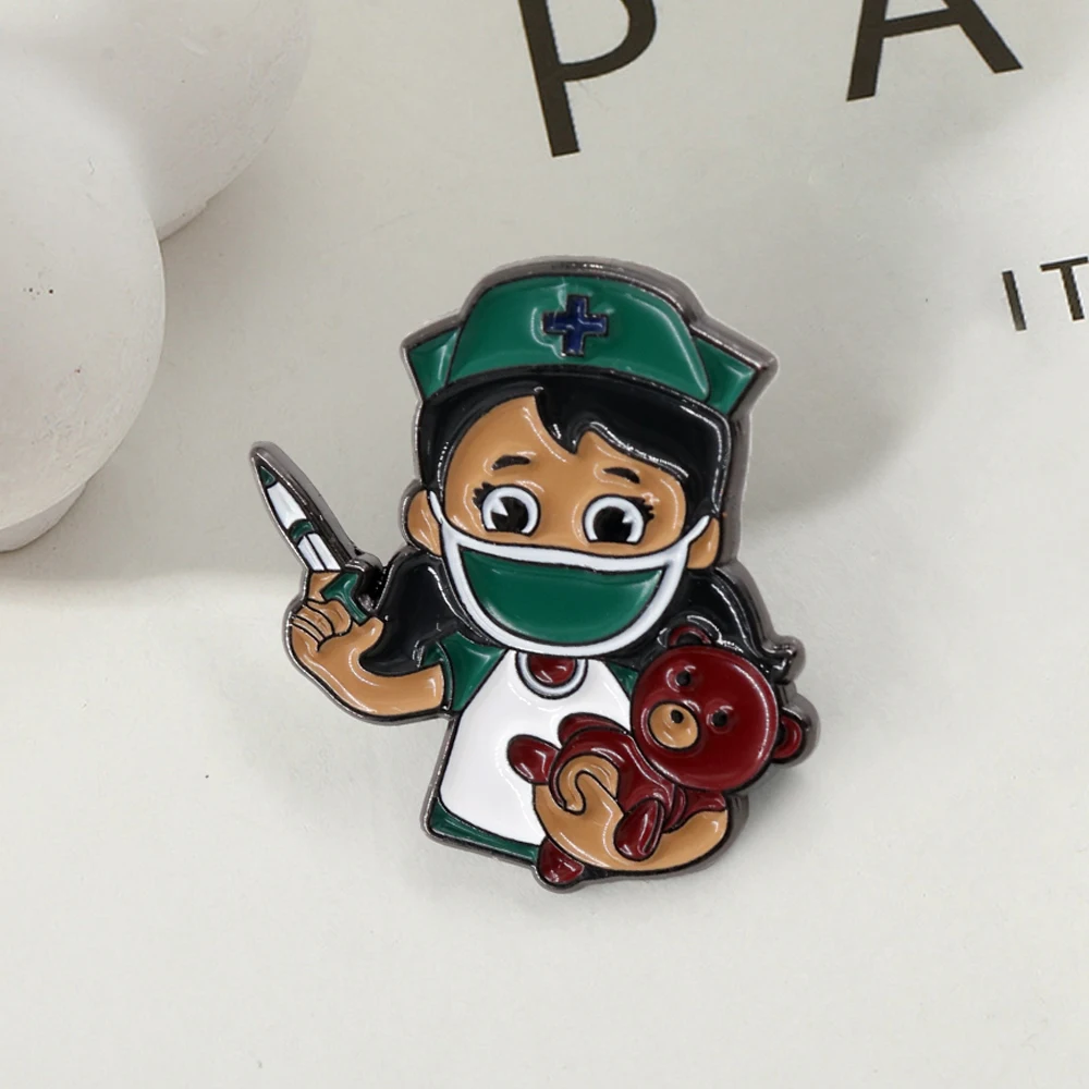 Professional Symbol Badge Doctor Nurse Brooch Cartoon Character Icon Metal Pin Medical Jewelry Nurse Gifts Fashion Decoration
