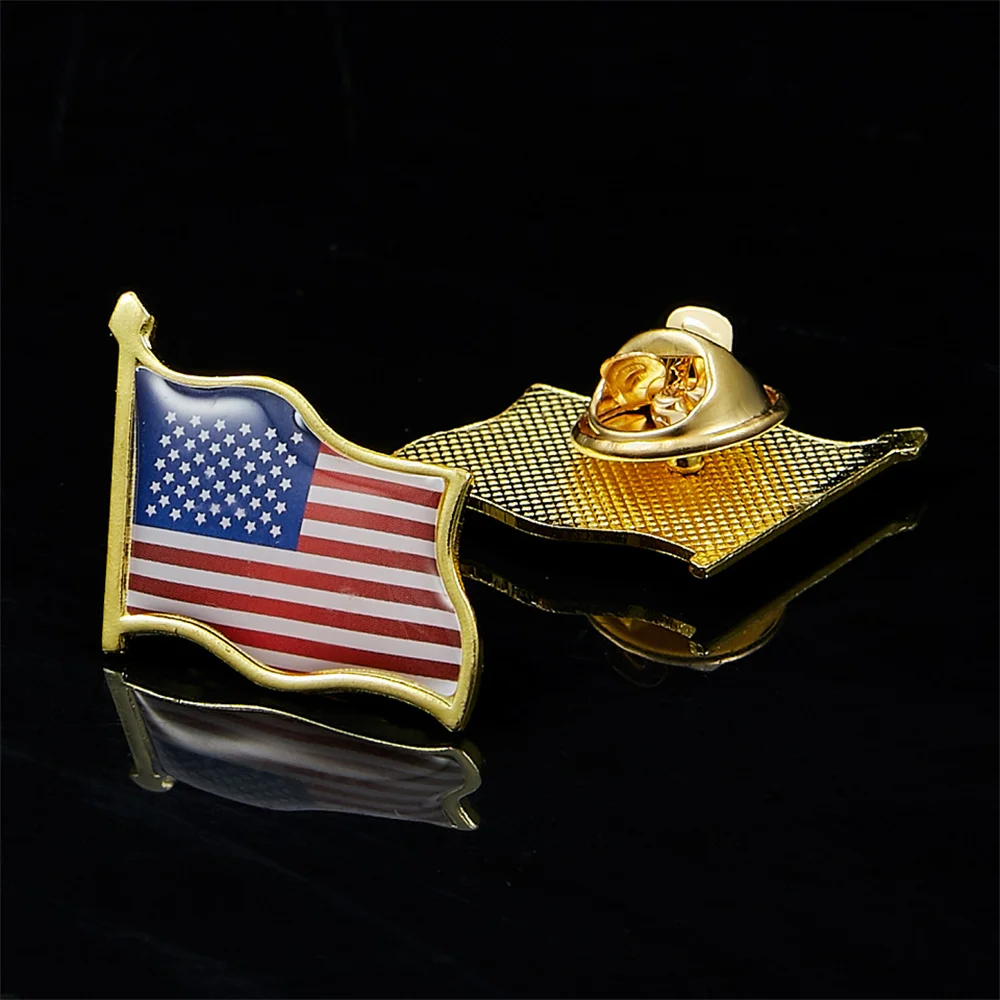 American Flag Hat Tie Tack Badge 3D Waving Lapel Pin United States Paint Pin Brooch Decor