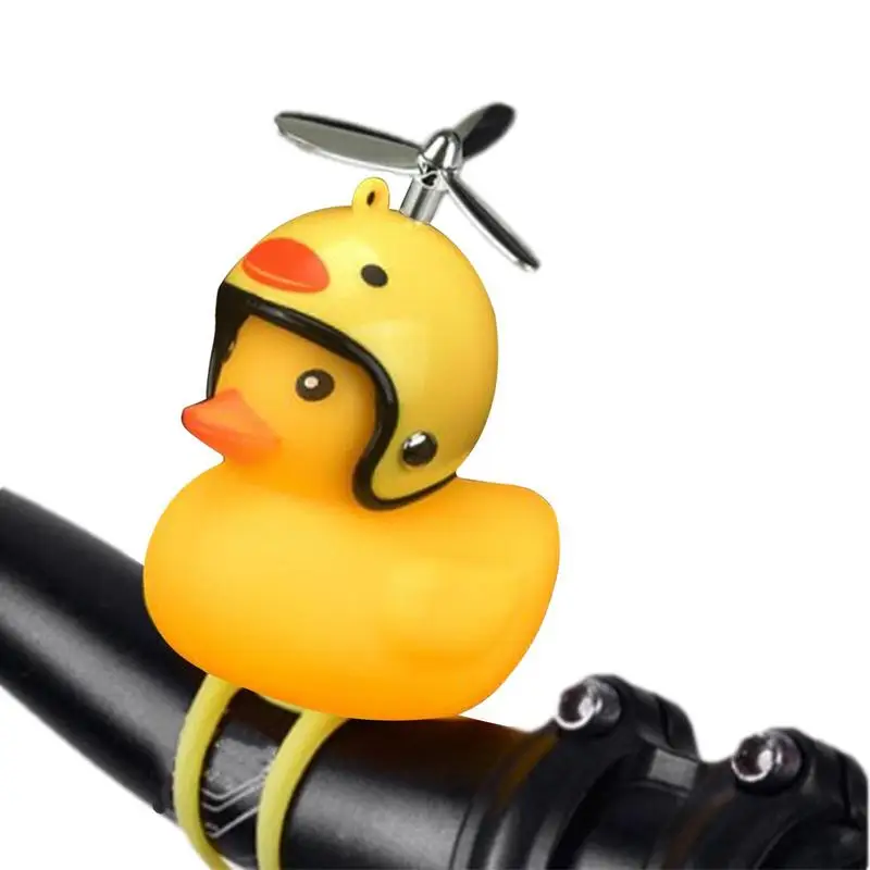 Rubber Duck Bicycle Bell Yellow Duck Bicycle & Bike Bell Standing Duck With Helicopter Helmets For Adults And Kids For Bicycle