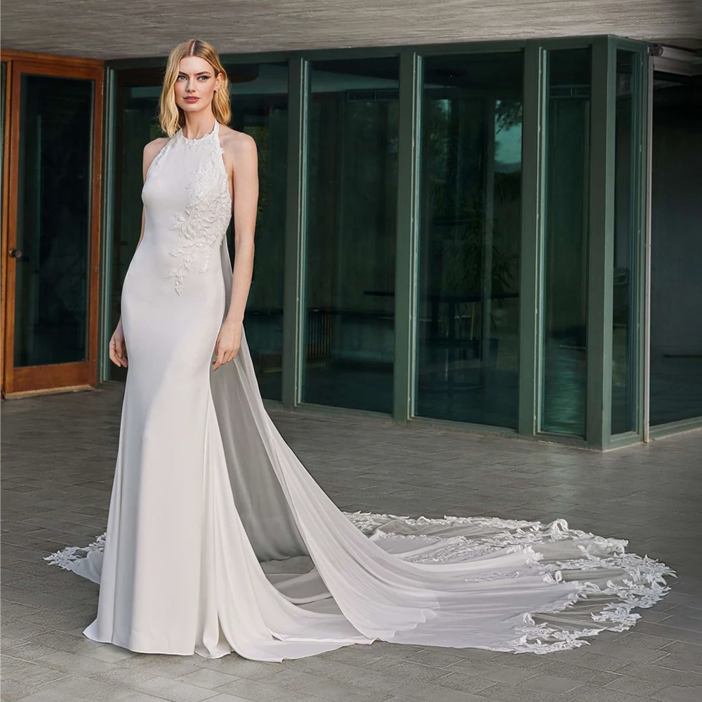 

Wedding Dress 2026 Bridal Gown Halter Neck Backless Appliques Mermaid Bride Dress Elegant Formal Bridal Gowns Wedding Dresses