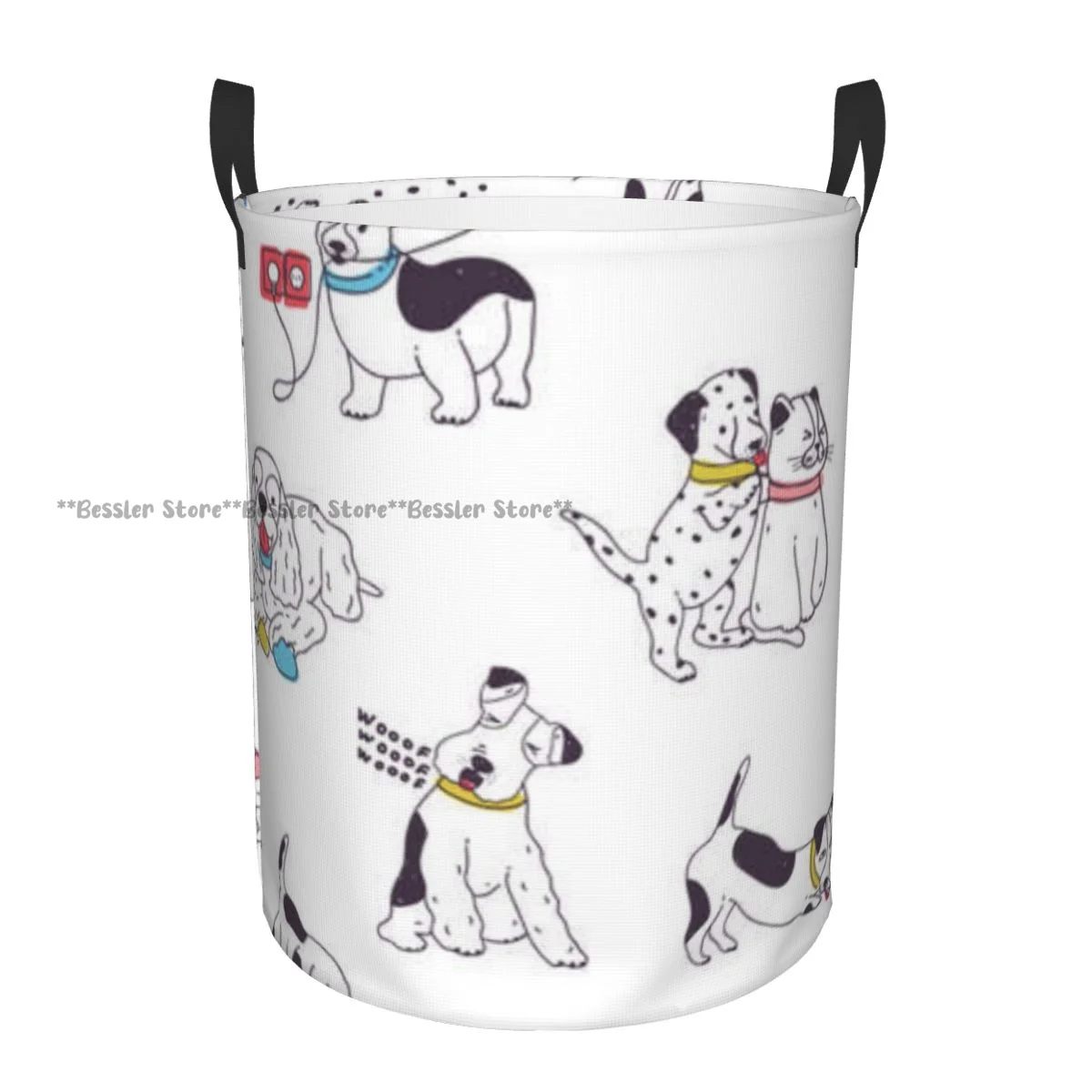 Dirty Laundry Basket Cute Dogs Demonstrating Domestic Folding Clothing Storage Bucket