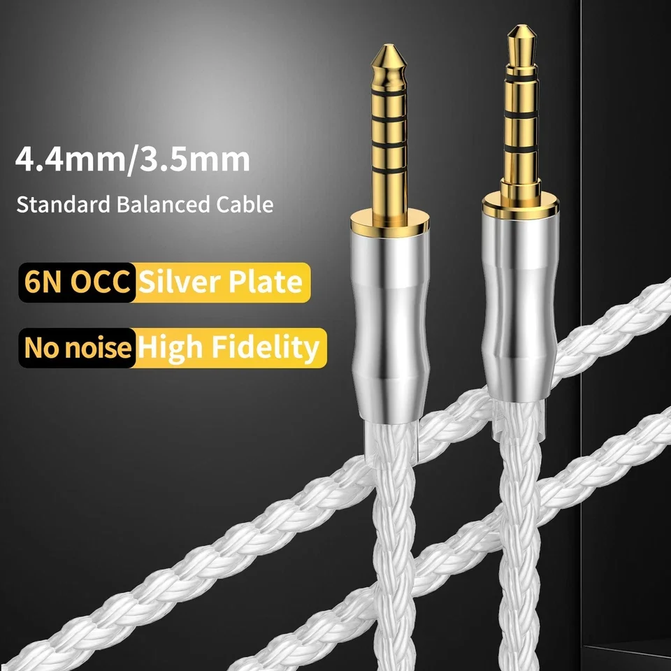4.4mm Balanced To 3.5mm TRRS 16 Core OCC Silver Plated Headphone Upgrade Cable Replacement Cord For HIFIMAN DEVA Pro HE-R9 Beats - view 2