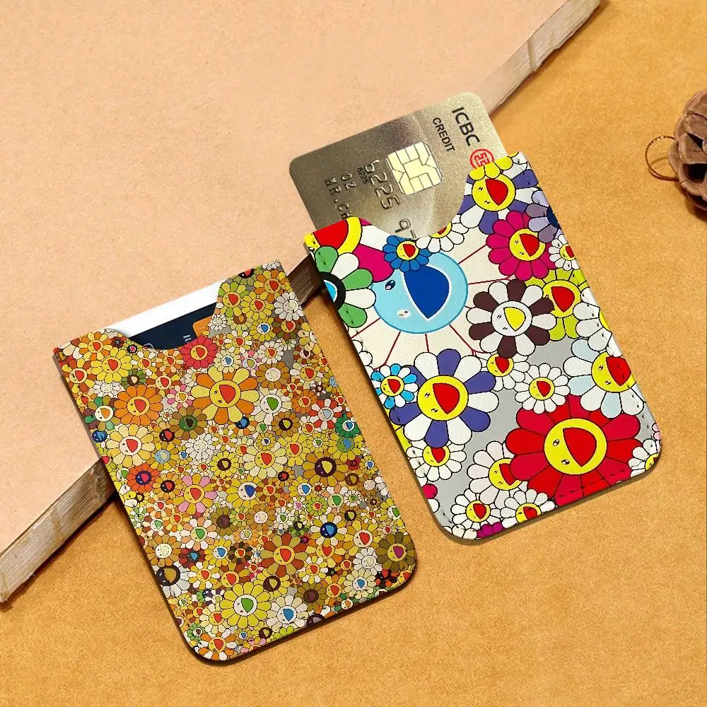 Art T-Takashi M-Murakamis Creative Printed with Leather Protective Case Business Portable Letter Pattern Leather Credit Bags