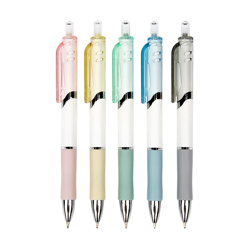 

5Pcs Gel ballpoint pen Plastic ball pen advertising student press pen black ink