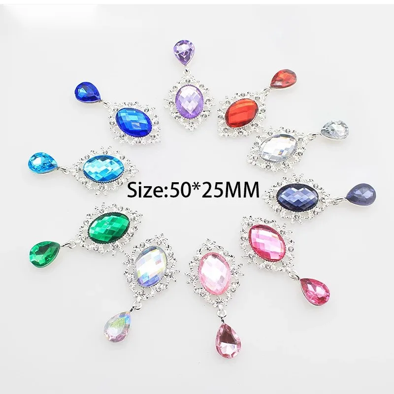 10Pcs 25 * 50MM Rhinestone Alloy Pendant Accessories Diy Wedding Dress Headwear Wine Bottle Gift Box Decoration Accessories