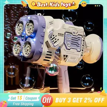 40 hole bubble gun rocket fully automatic children&#x27;s toys colorful lights soap bubble machine outdoor wedding party games gift