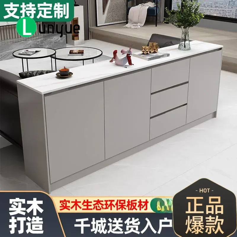 Modern Rock Slab Dining Side Cabinet Minimalist Wall Mounted Storage Locker Sofa Back Partition for Living Room Home Decor