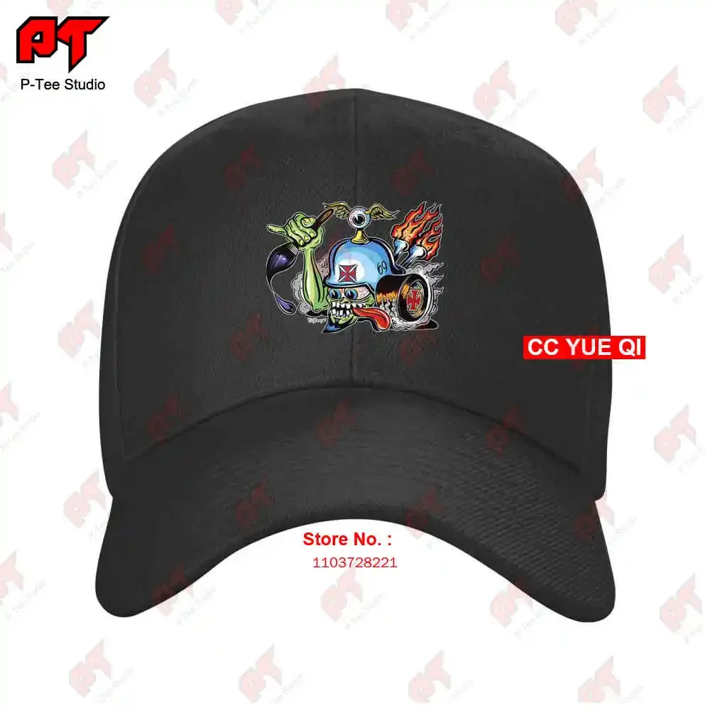 Von Franco Iron Cross Helmet Pinstripers Dutch Eye Ball Rat Fink Ed Roth Baseball Caps Truck Cap LV53