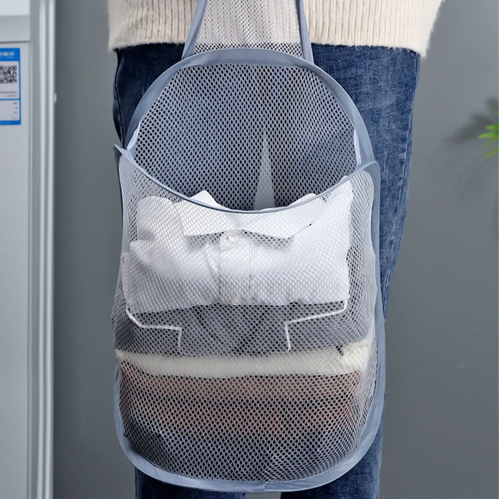 Wall Storage Baskets 2 Pack Foldable Clothing Organizer for Small Items Bedroom Bathroom Kitchen